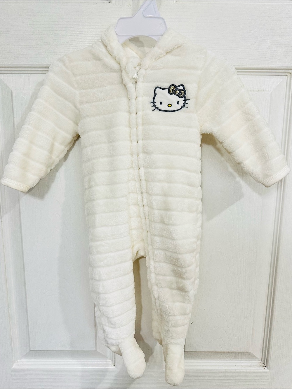 Hello Kitty Cream Plush Hooded Baby Footies